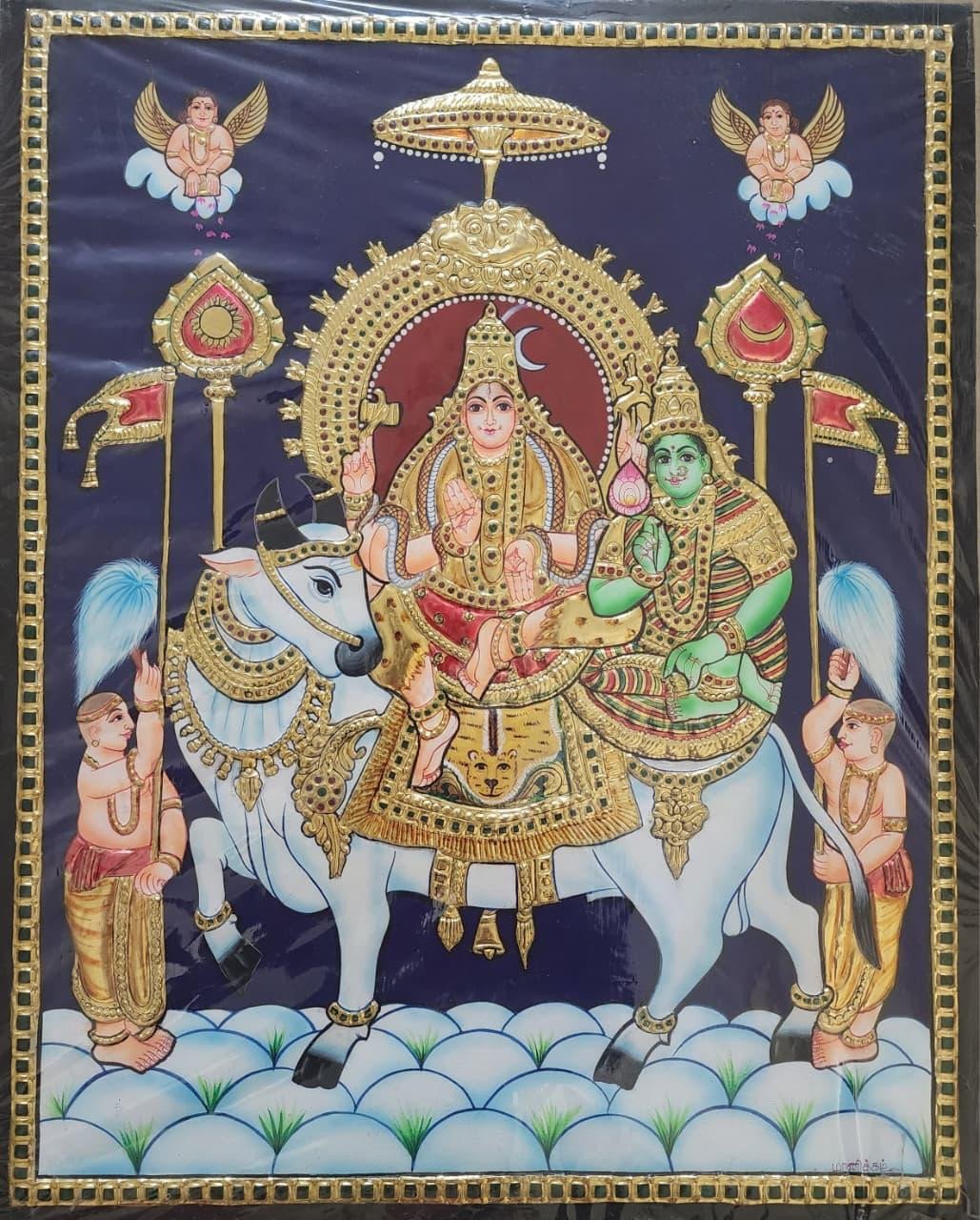 Shiva Parvati Tanjore Painting