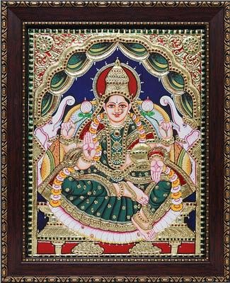 Handcrafted Goddess Lakshmi Tanjore Painting with Traditional Gold Foil Work